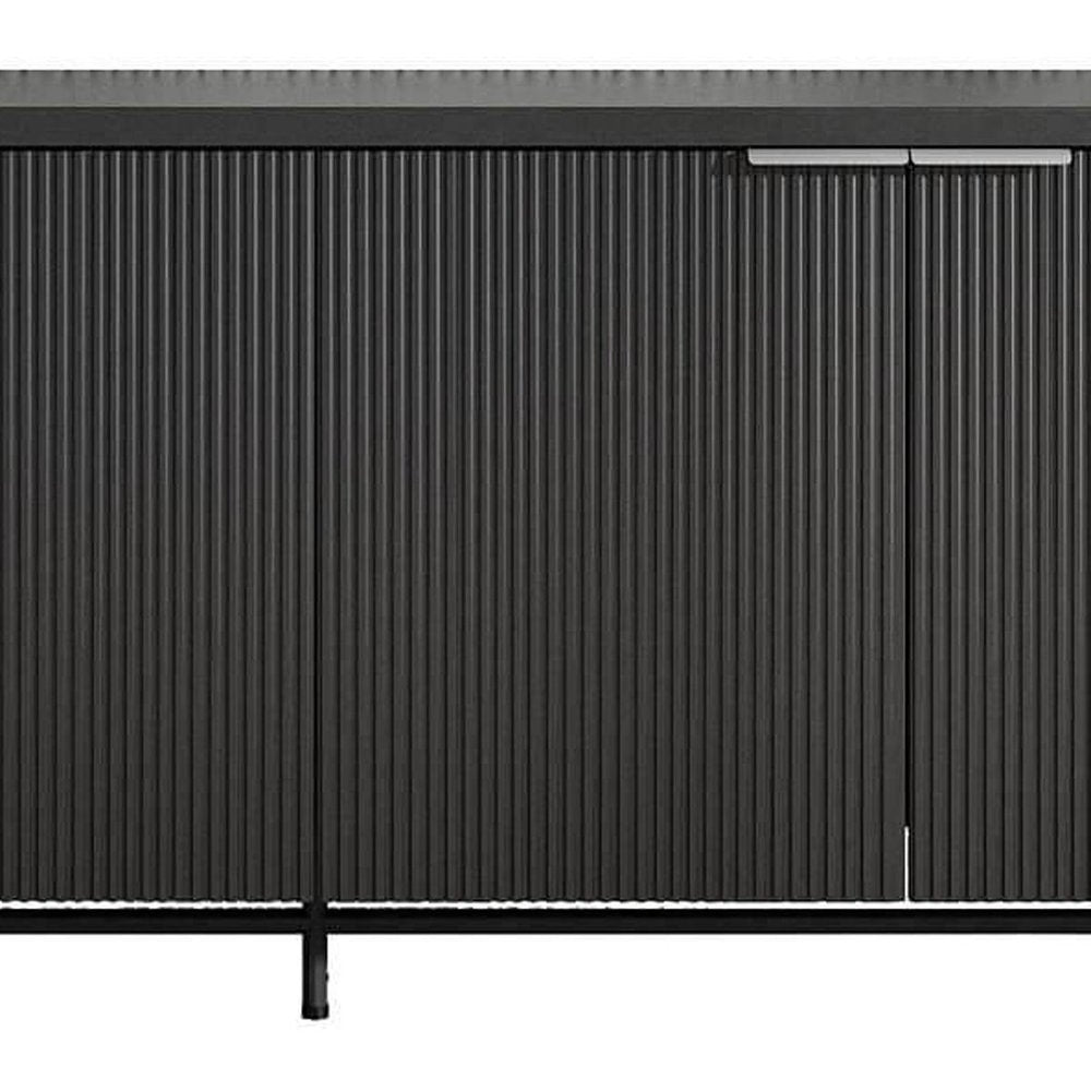 68" Black Wood Enclosed Storage TV Stand