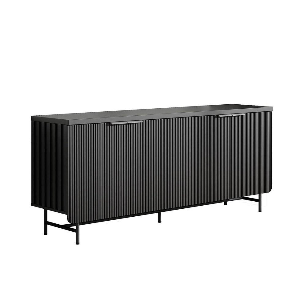 68" Black Wood Enclosed Storage TV Stand