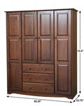 72" Coffee Solid Wood Four Door Three Drawer Combo Dresser on a white background