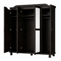 74" Espresso Solid Wood Mirrored Four Door Combo Dresser on a white background