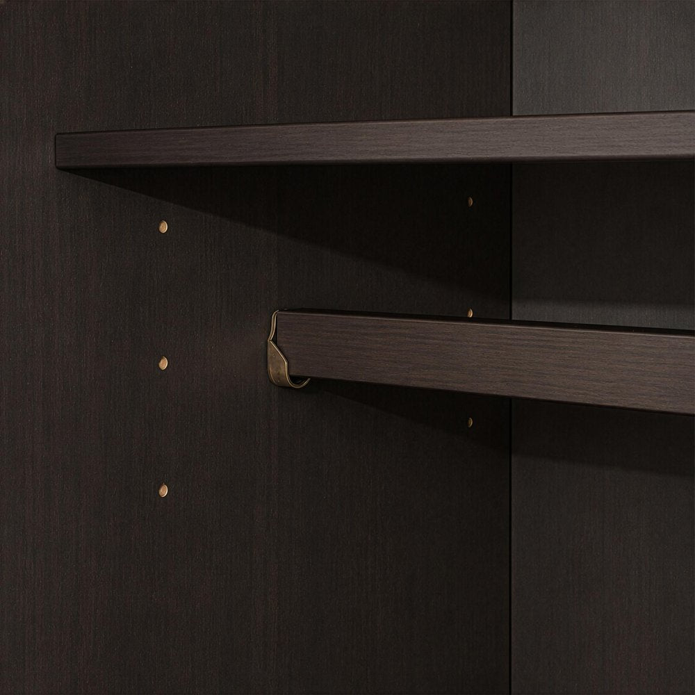 74" Espresso Solid Wood Mirrored Four Door Combo Dresser