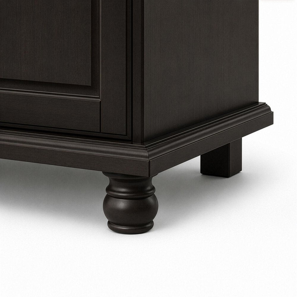 74" Espresso Solid Wood Mirrored Four Door Combo Dresser