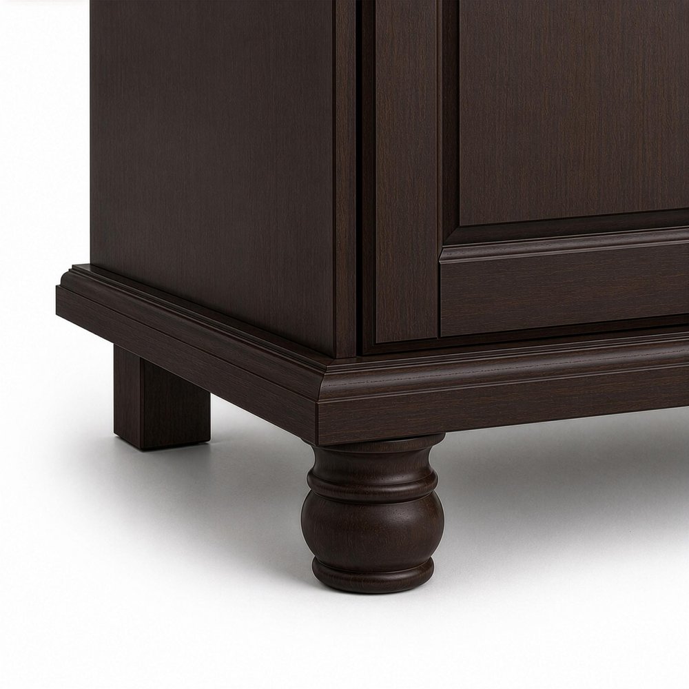 74" Dark Brown Solid Wood Four Door Combo Dresser on a white background