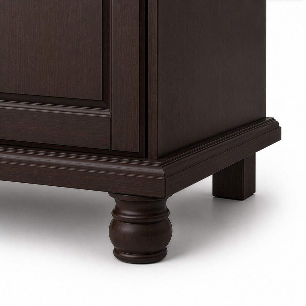 74" Dark Brown Solid Wood Four Door Combo Dresser