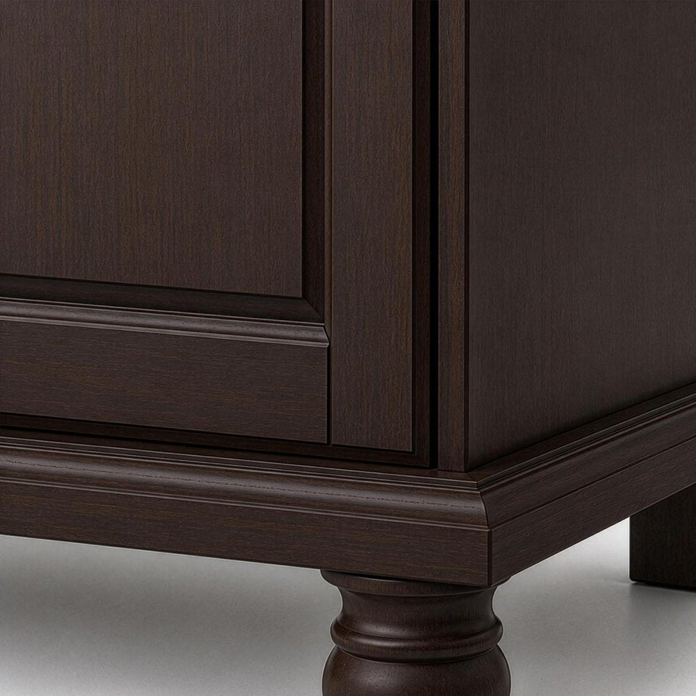 74" Dark Brown Solid Wood Four Door Combo Dresser