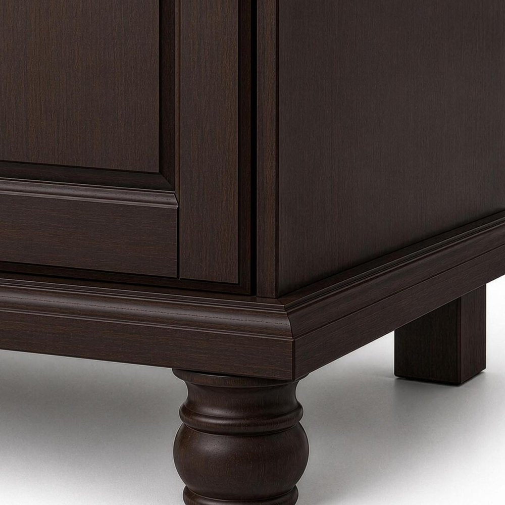 74" Dark Brown Solid Wood Four Door Combo Dresser