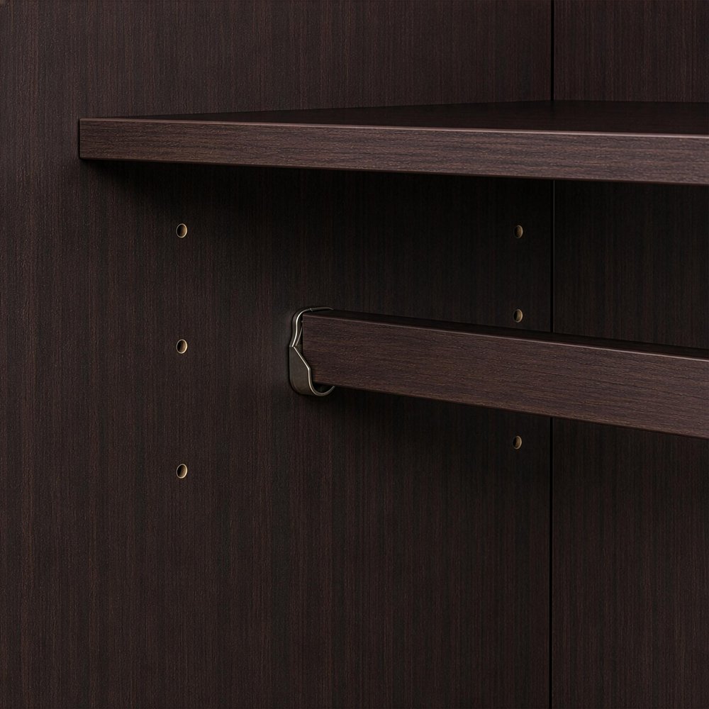 72" Dark Brown Solid Wood Two Door Combo Dresser