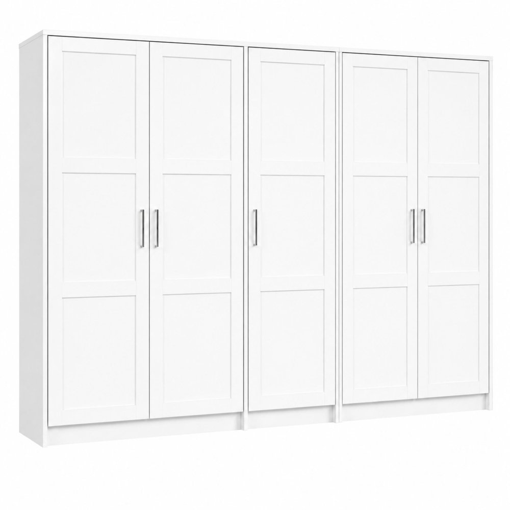 72" White Solid Wood Five Door Combo Dresser on a white background