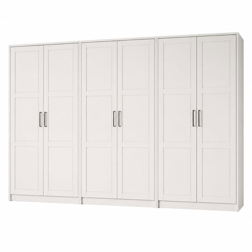 72" White Solid Wood Six Door Combo Dresser on a white background
