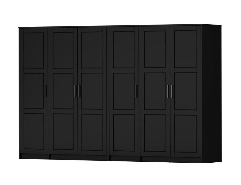 72" Black Solid Wood Six Door Combo Dresser on a white background