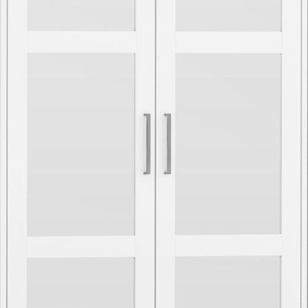 72" White Solid Wood Mirrored Six Door Combo Dresser on a white background