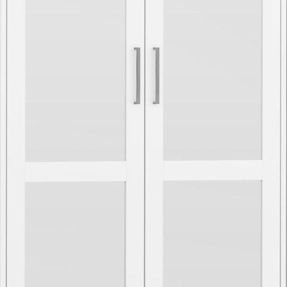72" White Solid Wood Mirrored Six Door Combo Dresser on a white background