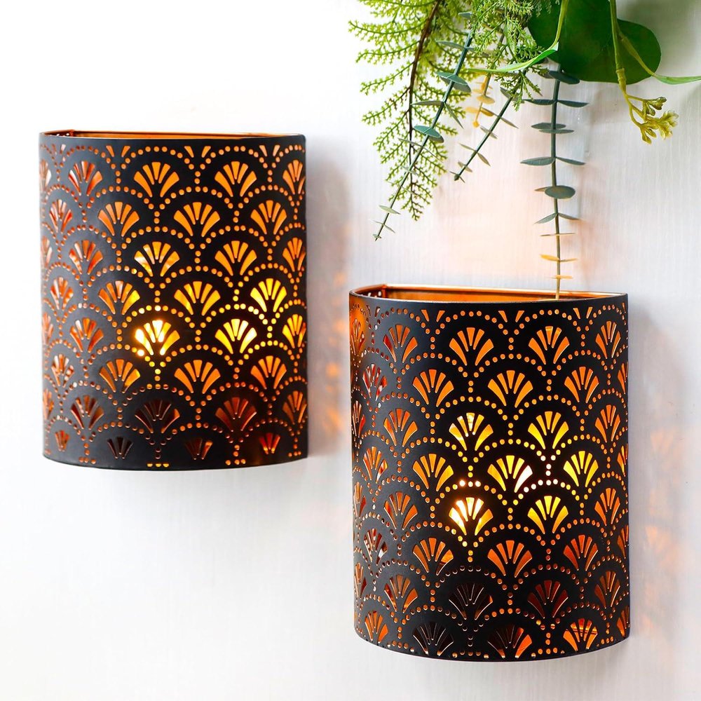 Set of Two 8" Bronze Geometric Desk Lamps With Cylinder Shades on a white background