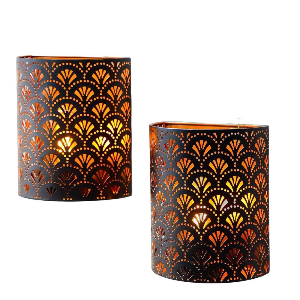 Set of Two 8" Bronze Geometric Desk Lamps With Cylinder Shades on a white background