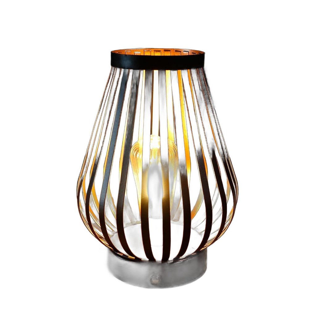 9" Brown Novelty USB Desk Lamp With Cage Shade on a white background