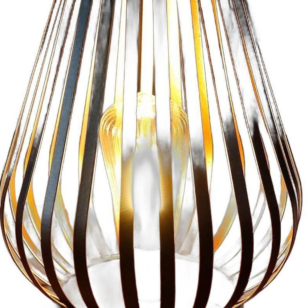9" Brown Novelty USB Desk Lamp With Cage Shade on a white background