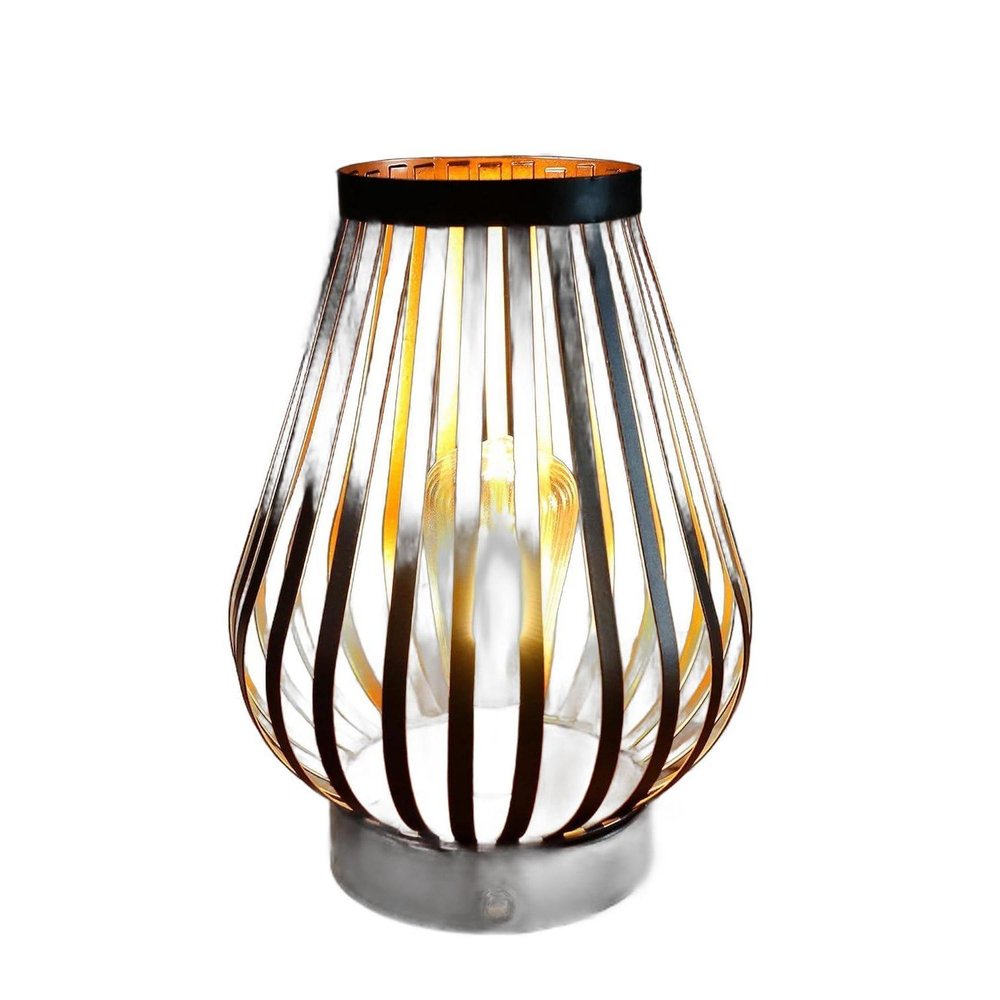 9" Brown Novelty USB Desk Lamp With Cage Shade on a white background