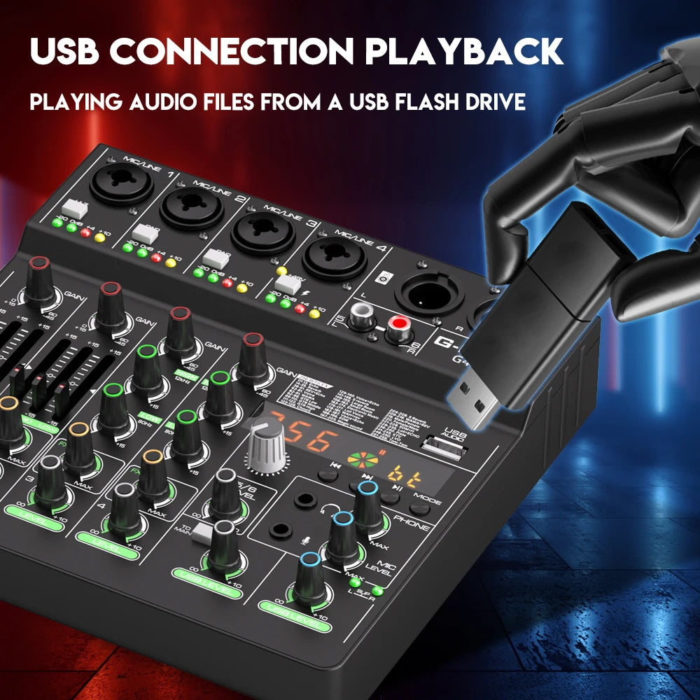 Audio Mixer G-MARK G40PRO 4-Channel Mixing Console With RCA Input And XLR Connectivity
