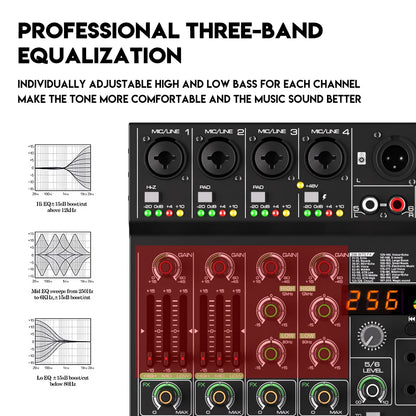 Audio Mixer G-MARK G40PRO 4-Channel Mixing Console With RCA Input And XLR Connectivity