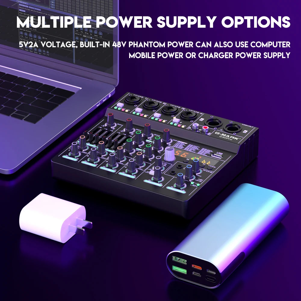 Audio Mixer G-MARK G40PRO 4-Channel Mixing Console With RCA Input And XLR Connectivity