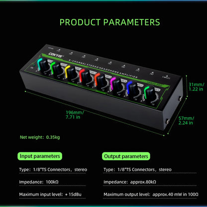 HA800 PRO 8 Channel Headset Amplifier Audio Stereo Audio Amplifier With Power Adapter for Music Mixer Recording EU/USplug