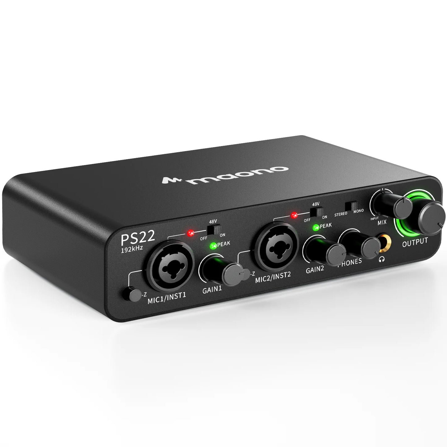 MAONO PS22 USB Audio Interface for PC 60dB Pro-Preamp 24bit/192kHz Dual USB Interface for Home Sudio Recording Podcast Streaming
