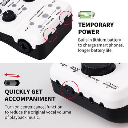 JOYO MOMIX PRO Audio Interface Sound Card Portable Audio Mixer Support 48V Phantom Power for Live Recording Studio Singing