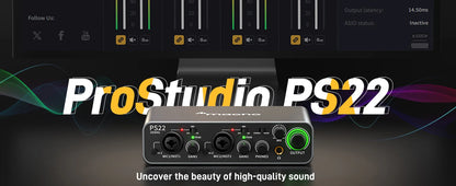 MAONO PS22 USB Audio Interface for PC 60dB Pro-Preamp 24bit/192kHz Dual USB Interface for Home Sudio Recording Podcast Streaming