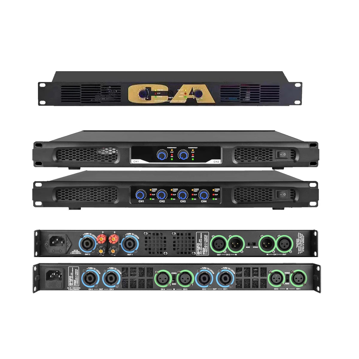 MiCWL Audio Pro CA Series 5200W Digital Power Amplifier 4 Channel 2600 Watt AMP Standard 19" 1U Rack CA650