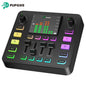 Pupgsis Gaming Audio Mixer Audio Interface with Pro-preamp RGB, Bluetooth 48V Phantom Power for Live Streaming,Podcasting,Gaming