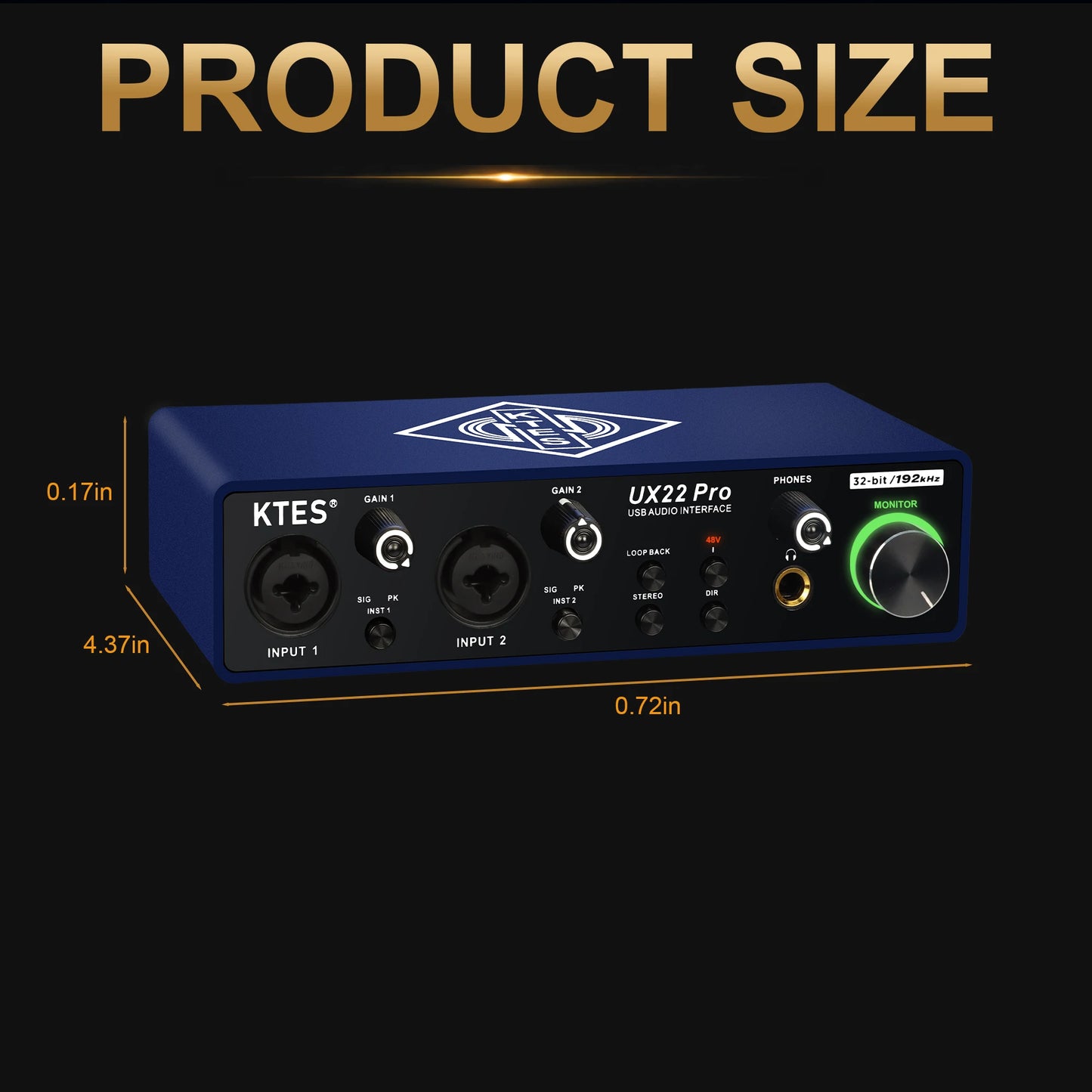 UX22 Pro Audio Interface 192kHz 32-Bit USB Sound Card for Studio Recording Live Streaming Podcast DAW Music Production & YouTube