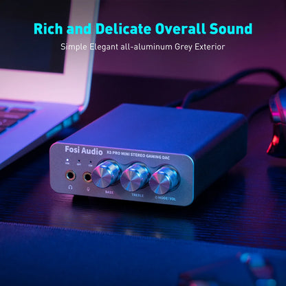Fosi Audio K5 PRO USB Gaming DAC with Microphone Earphone Amplifier for PS5 Desktop Active Speakers Mini Audio DAC