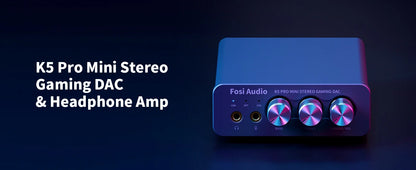 Fosi Audio K5 PRO USB Gaming DAC with Microphone Earphone Amplifier for PS5 Desktop Active Speakers Mini Audio DAC