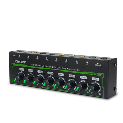 HA800 PRO 8 Channel Headset Amplifier Audio Stereo Audio Amplifier With Power Adapter for Music Mixer Recording EU/USplug