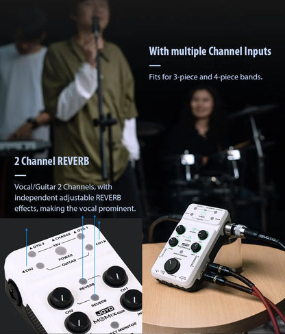 JOYO MOMIX PRO Audio Interface Sound Card Portable Audio Mixer Support 48V Phantom Power for Live Recording Studio Singing