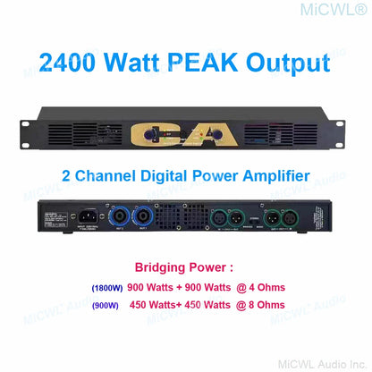 MiCWL Audio Pro CA Series 5200W Digital Power Amplifier 4 Channel 2600 Watt AMP Standard 19" 1U Rack CA650