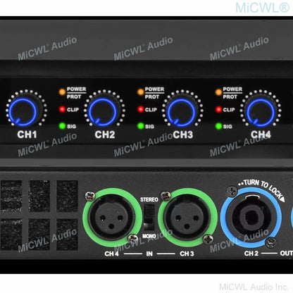 MiCWL Audio Pro CA Series 5200W Digital Power Amplifier 4 Channel 2600 Watt AMP Standard 19" 1U Rack CA650
