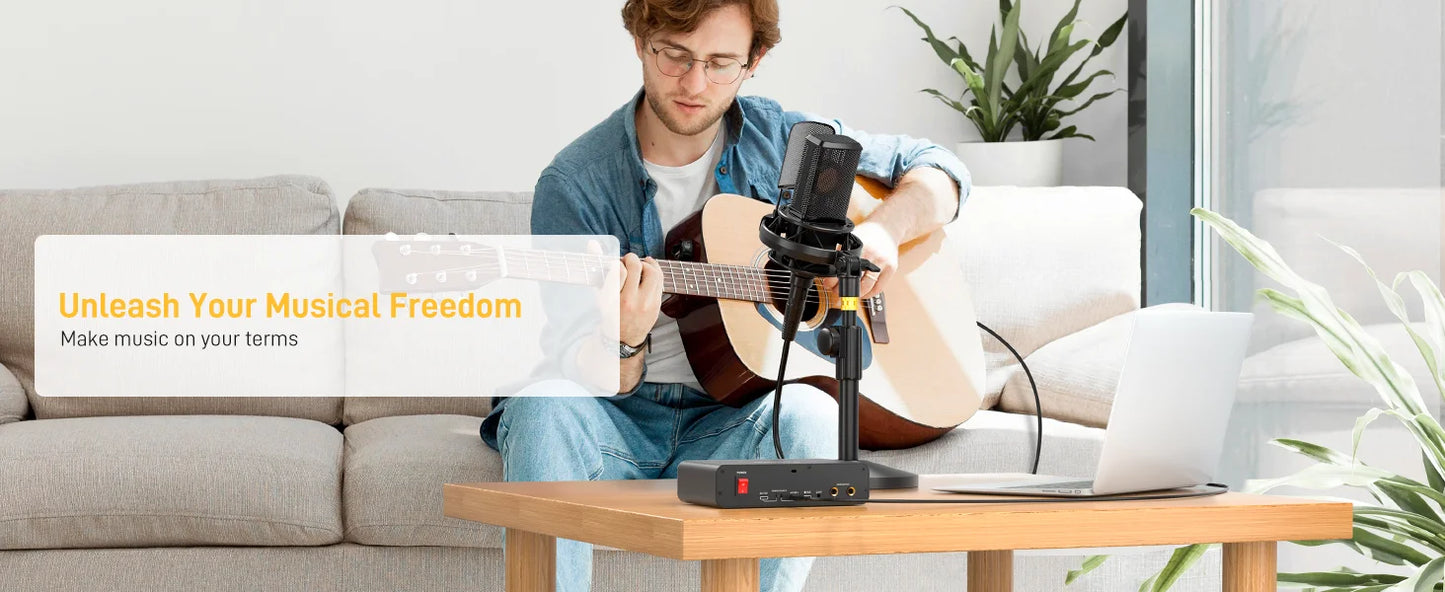 MAONO PS22 USB Audio Interface for PC 60dB Pro-Preamp 24bit/192kHz Dual USB Interface for Home Sudio Recording Podcast Streaming