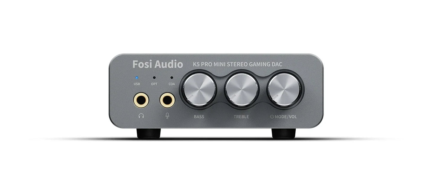 Fosi Audio K5 PRO USB Gaming DAC with Microphone Earphone Amplifier for PS5 Desktop Active Speakers Mini Audio DAC