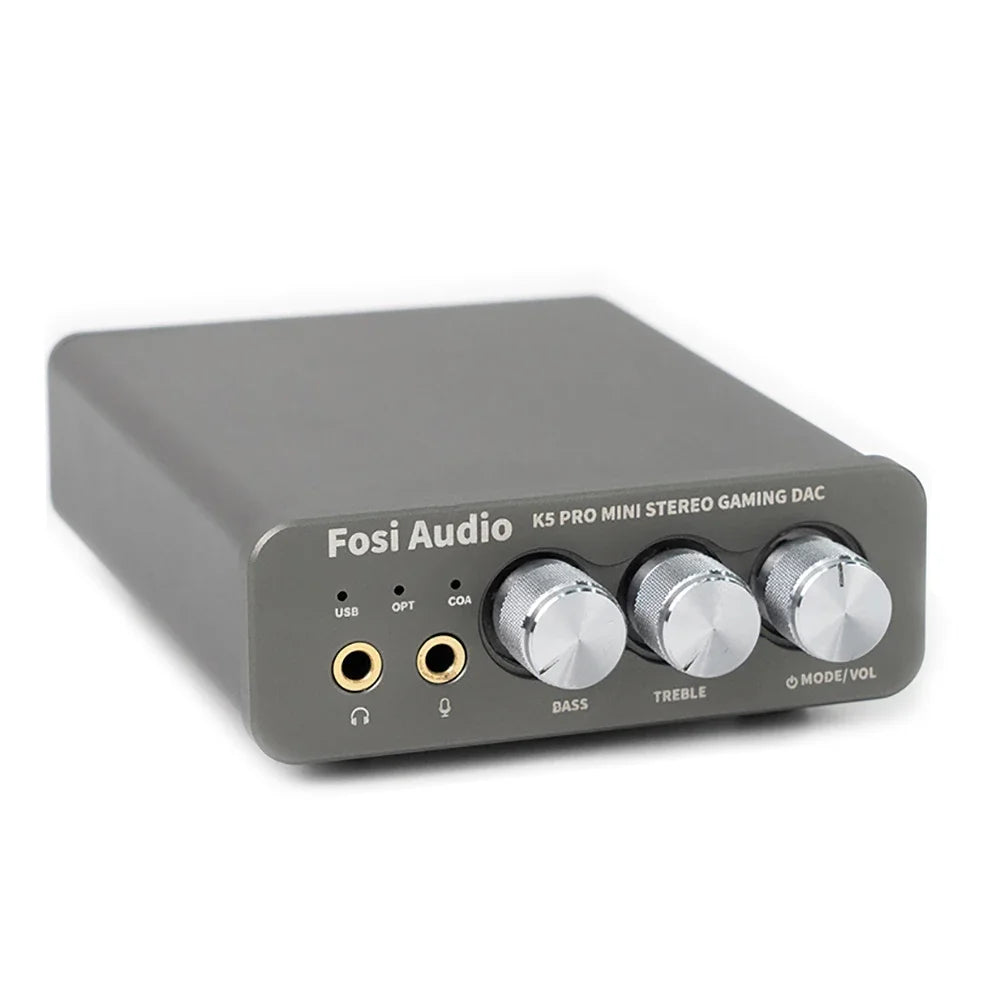 Fosi Audio K5 PRO USB Gaming DAC with Microphone Earphone Amplifier for PS5 Desktop Active Speakers Mini Audio DAC