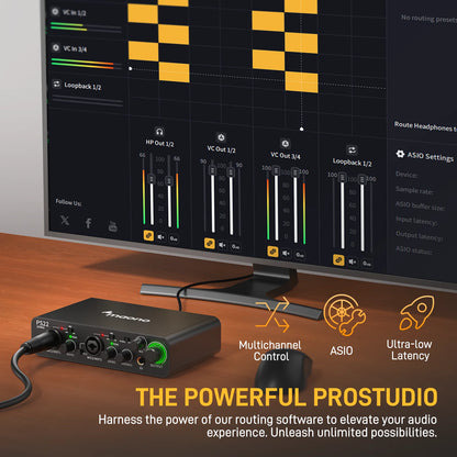 MAONO PS22 USB Audio Interface for PC 60dB Pro-Preamp 24bit 192kHz Dual USB Interface for Home Recording Podcast Streaming