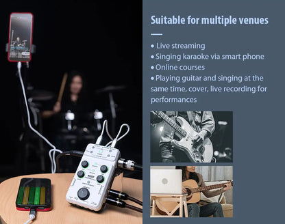 JOYO MOMIX PRO Audio Interface Sound Card Portable Audio Mixer Support 48V Phantom Power for Live Recording Studio Singing
