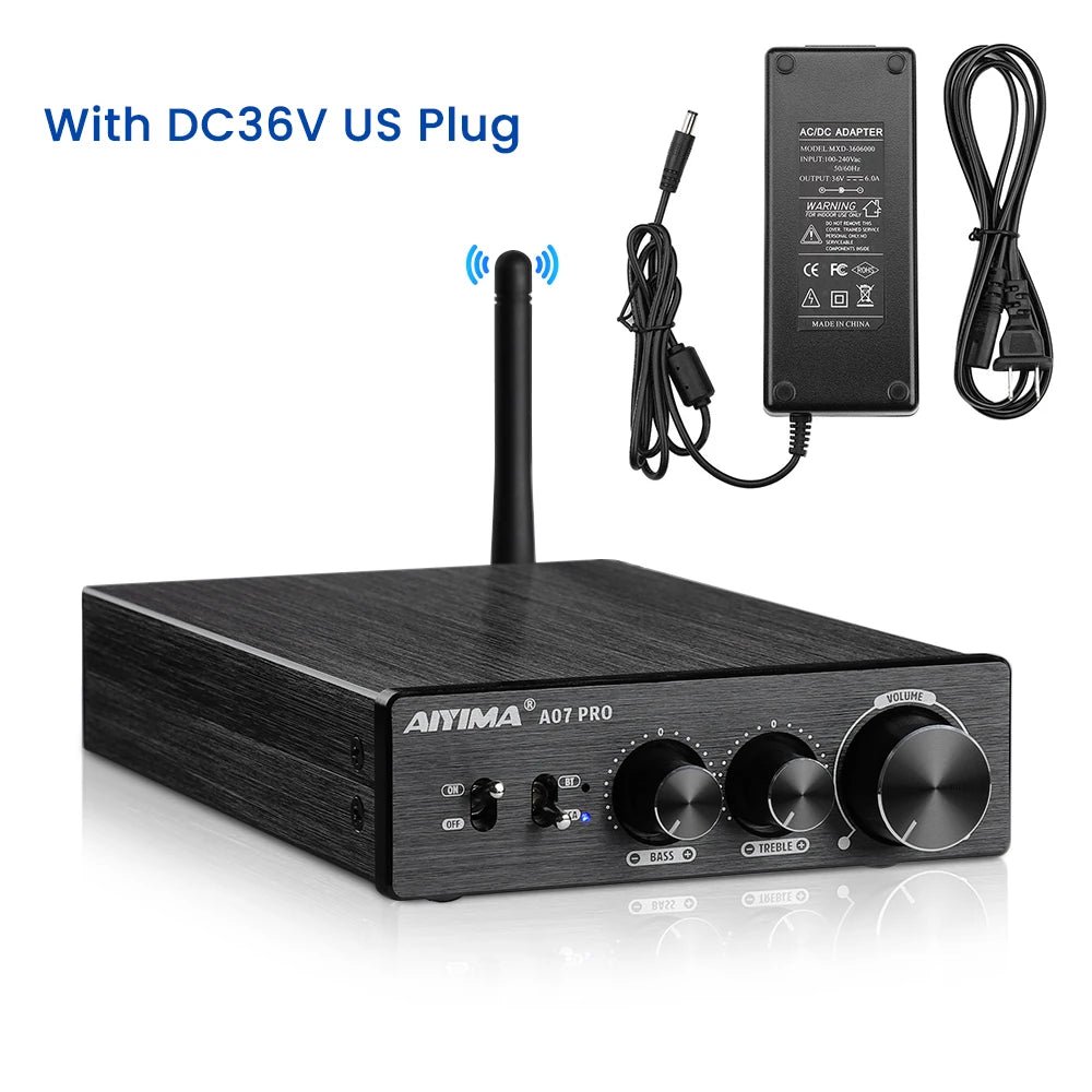 AIYIMA A07 PRO Bluetooth Amplifier Audio APTX HD TPA3255 Hifi Stereo Power Amplifier 300Wx2 Sound Speaker Amplificador Home Amp