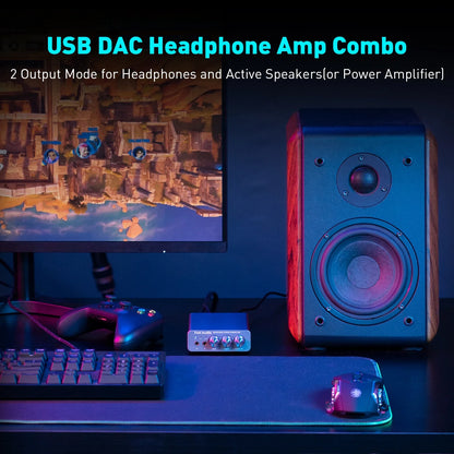 Fosi Audio K5 PRO USB Gaming DAC with Microphone Earphone Amplifier for PS5 Desktop Active Speakers Mini Audio DAC