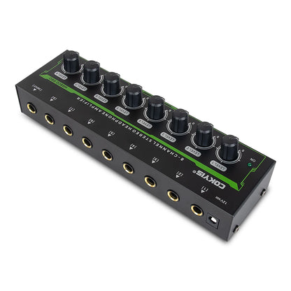 HA800 PRO 8 Channel Headset Amplifier Audio Stereo Audio Amplifier With Power Adapter for Music Mixer Recording EU/USplug